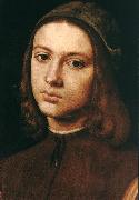 PERUGINO, Pietro Portrait of a Young Man (detail) af France oil painting artist